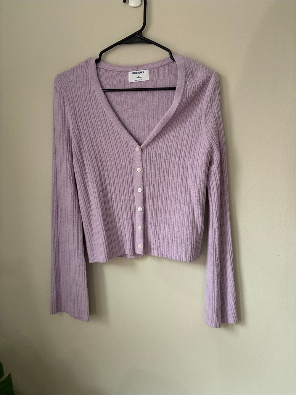 Old Navy Lavender Ribbed V-Neck Button Cardigan